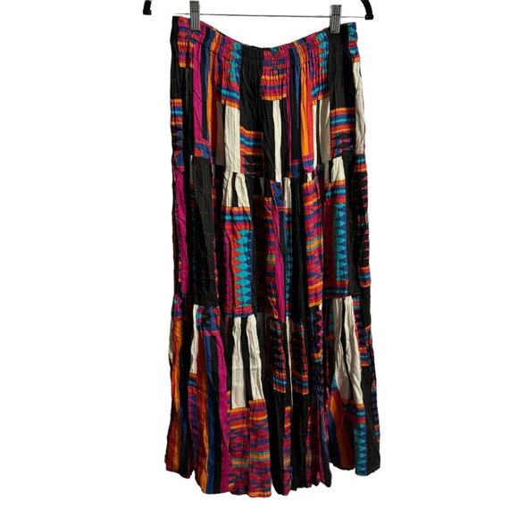 Tour De France One Size‎ Layered Maxi Skirt Aztec Festive Boho Hippie Ruffle - Picture 1 of 6